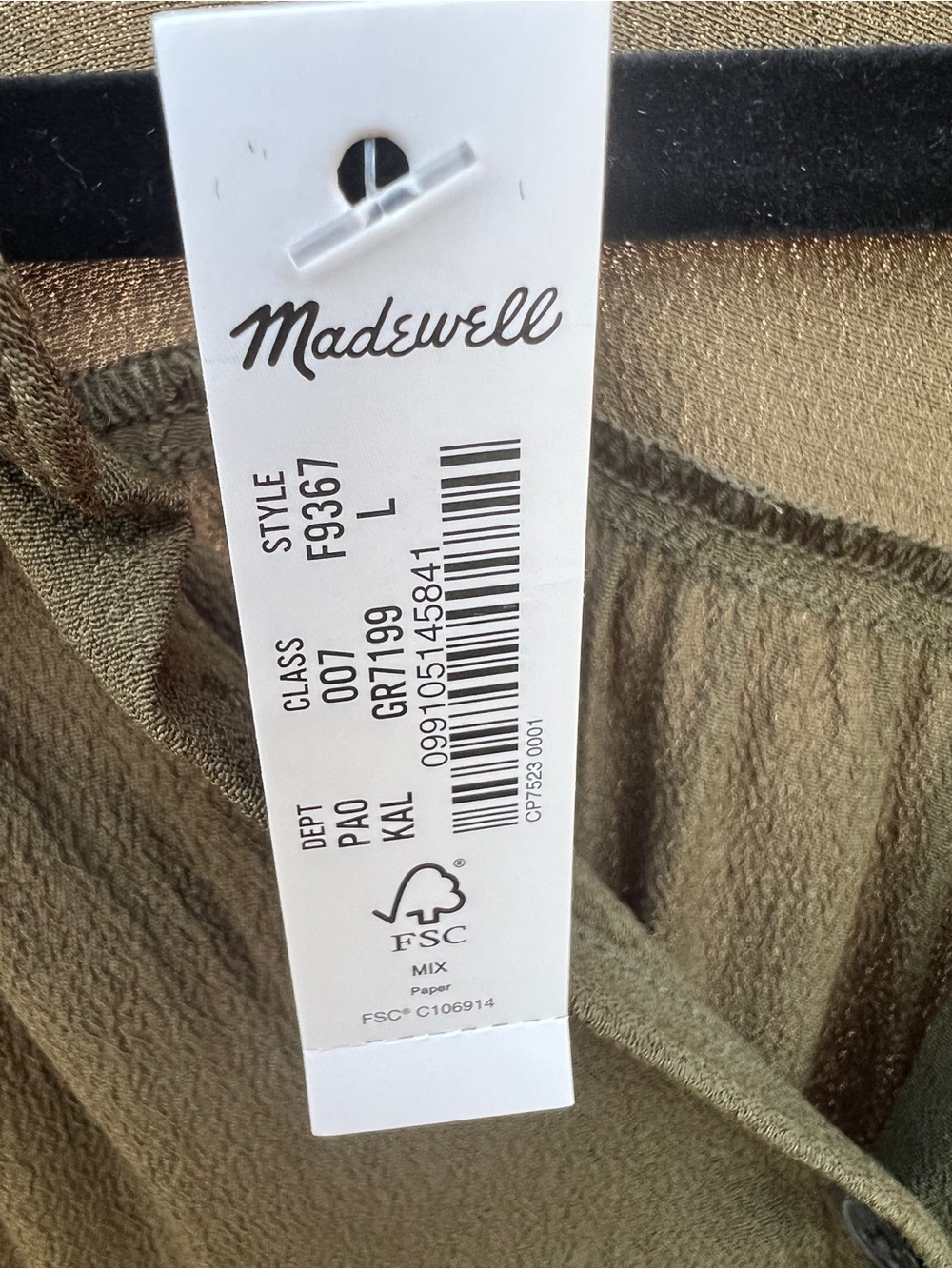 Madewell NWT Olive Green Oversized Button Front Dolman Sleeve Shirt L Clean Girl - Picture 6 of 6